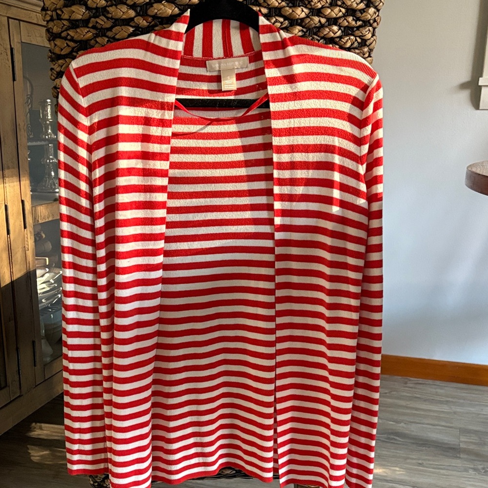 Banana Republic Orange and White Striped Sweater, small.